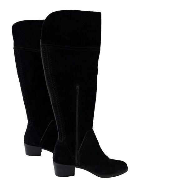 Vince Camuto Shoes - Vince Camuto Bendra Suede Over The Knee Boots Womens 8.5 M Black Flat Zip Goth